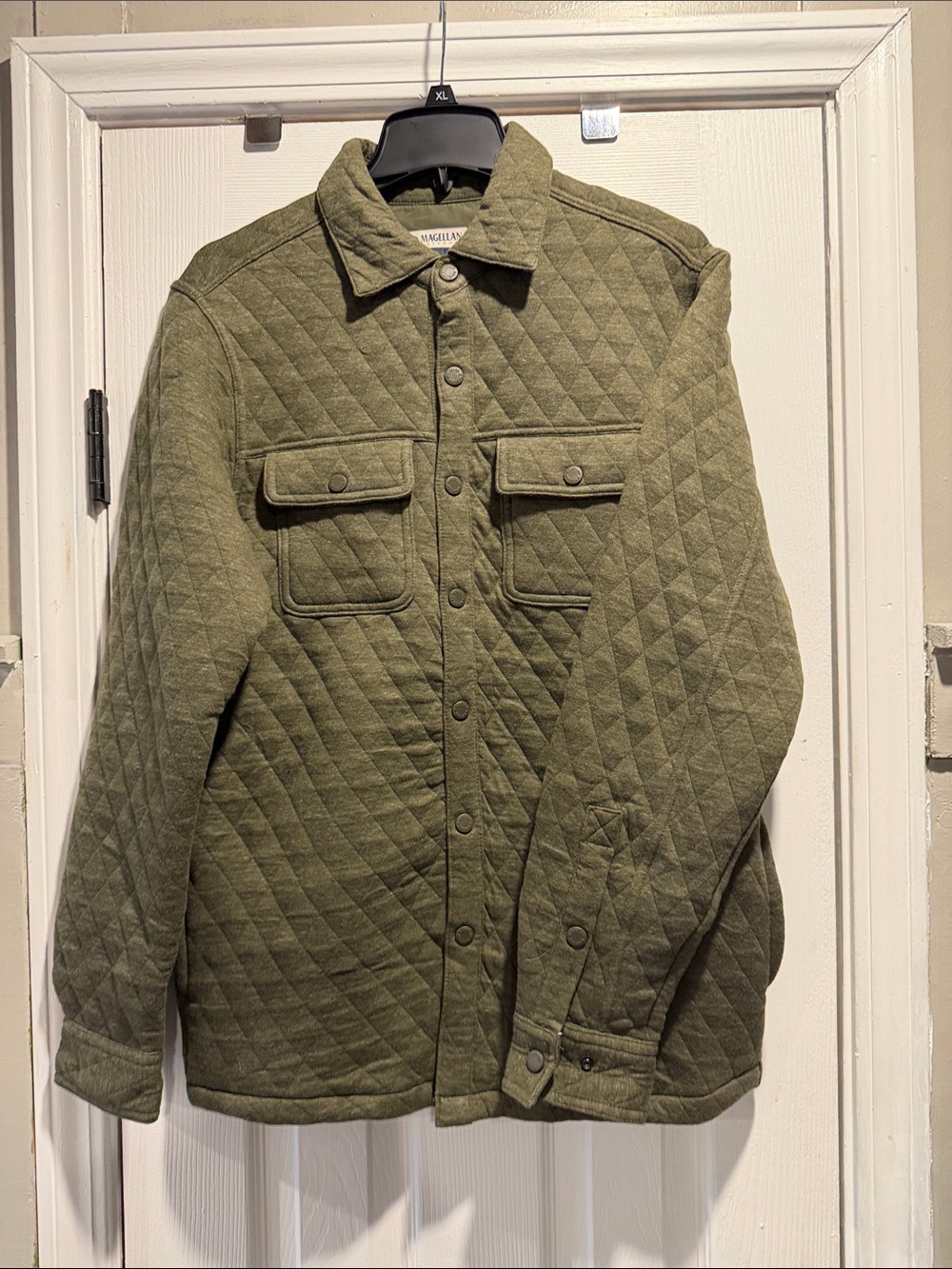 Magellan Outdoors Olive Green Casual Jacket with Logo Patch
